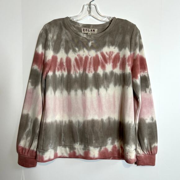 Dolan LCC Kendall Long Sleeve Tie Dye Pullover Sweatshirt Pink Taupe Women Small - Picture 2 of 14